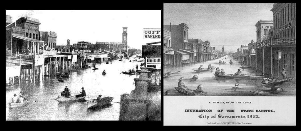 What is an Atmospheric River? Get Ready for Rain (and Snow) 6 K street in Sacremento CA Flood of 1862